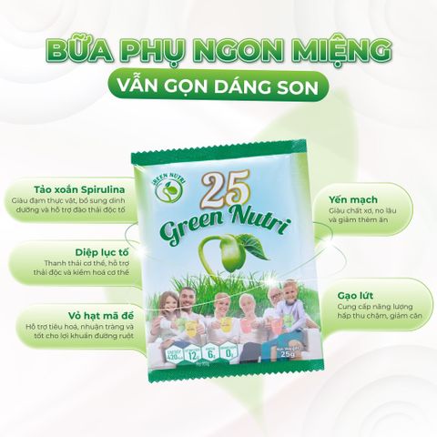 Sữa Hạt Ngũ Cốc 25 Green Nutri Nhập Khẩu - Thanh Lọc Cơ Thể, Vegan, 300gr (12 Gói), Chất Lượng Cao từ Malaysia